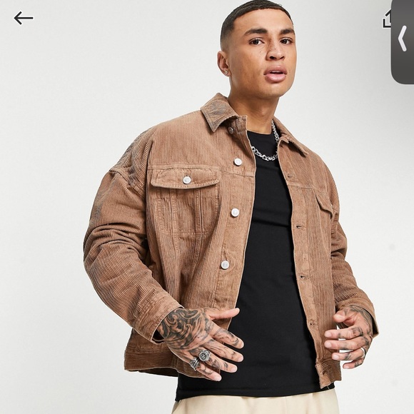 ASOS DESIGN oversized cord jacket in rust - Picture 4 of 5